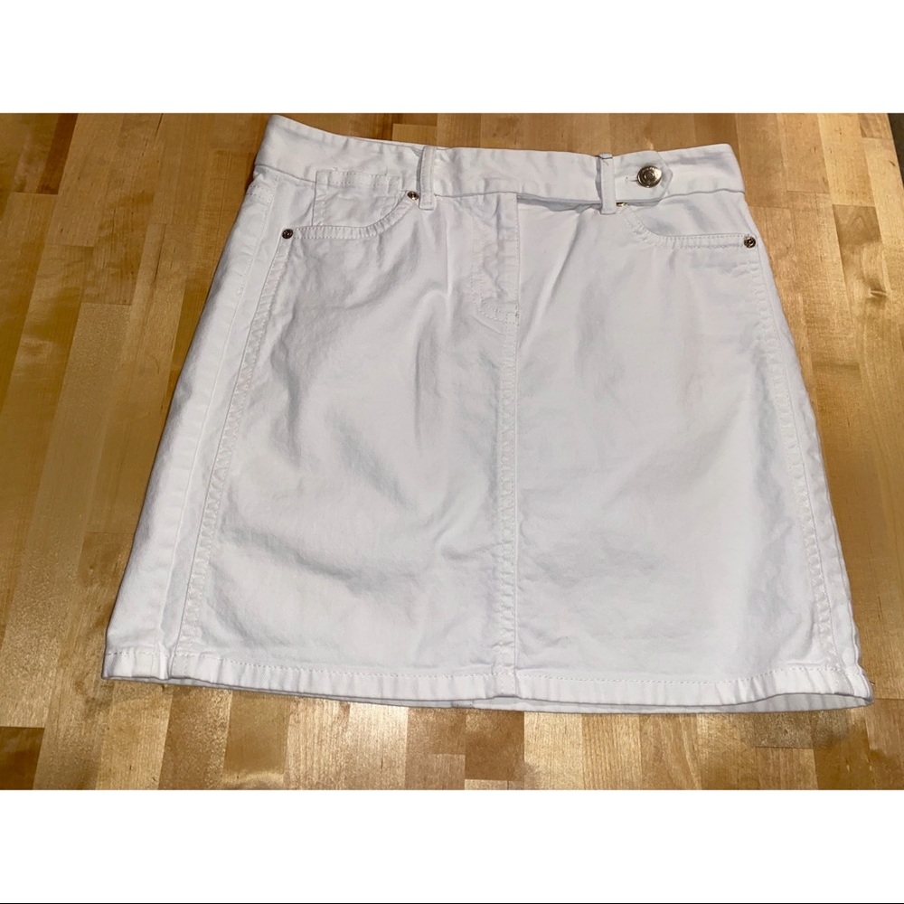 Ann Taylor White Denim Mini Skirt